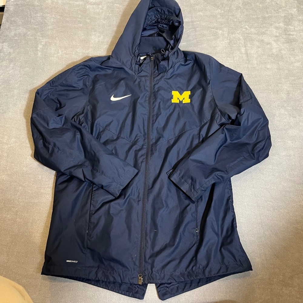 Nike Michigan Wolverines Shield Hooded Jacket Navy Blue XL 893796-451 Mens